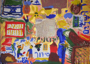'Jerusalem im Blickfeld von Kindern', Gemeinschaftsbild, Acryl auf Leinwand, 60x40cm., 2007